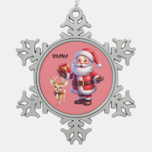 ORNEMENT FLOCON DE NEIGE PÈRE NOËL & REINDEER SNOWFLAKE ORNAMENT