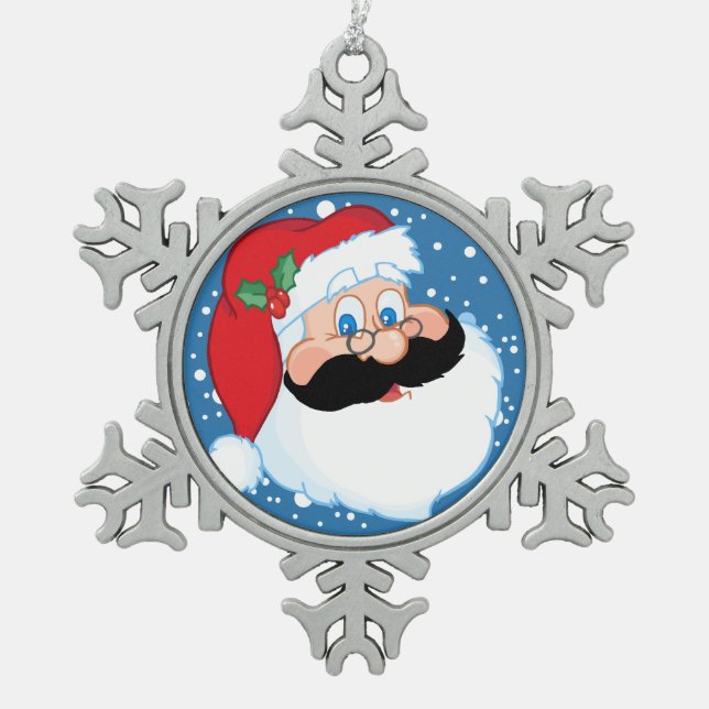 Ornement Flocon De Neige Père Noël Stache (Devant)