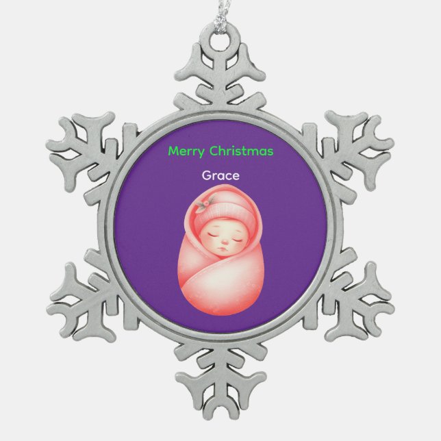 Ornement Flocon De Neige Personalized Baby's First Christmas Snowflake Orna (Devant)