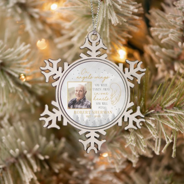 Ornement Flocon De Neige Personalized On Angels Wings Photo Ornament (Arbre)
