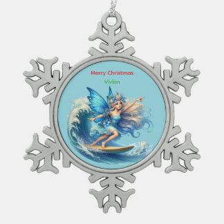 Ornement Flocon De Neige Personalized Surfer Fairy Christmas Snowflake 