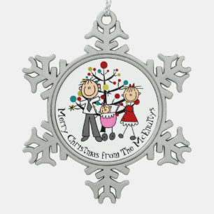 Ornement Flocon De Neige Personnalisé Papa, Maman, Baby Gir Snowflake Ornam