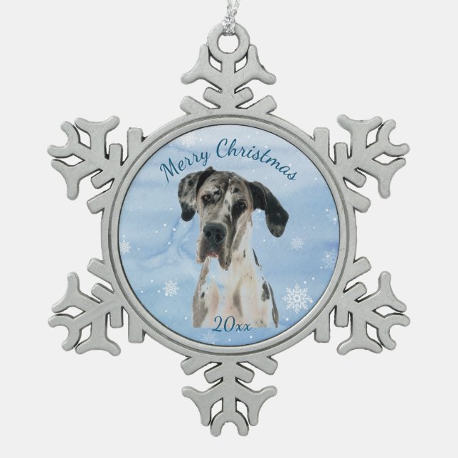 Ornement Flocon De Neige Personnaliser Daté Noël Grand chien Danse animal (Devant)