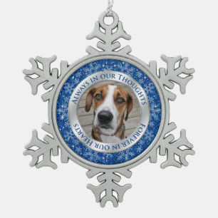Ornement Flocon De Neige Pet Dog Memorial Photo Christmas Blue Silver