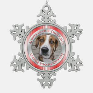 Ornement Flocon De Neige Pet Dog Memorial Photo Noël Rouge Argent Blanc