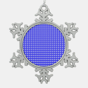Ornement Flocon De Neige Petits carrés de diamants motif bleu cobalt blanc