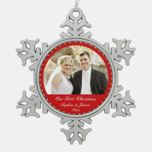 Ornement Flocon De Neige Pewer Red Notre premier ornement de Noël
