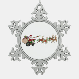 Ornement Flocon De Neige Pewter Snowflake Ornament - Wheelchaise Santa