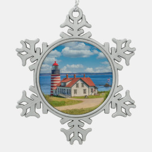 Ornement Flocon De Neige Phare de West Quoddy Head, Lubec, Maine