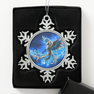 Ornement Flocon De Neige Phénix de l'Aube Saphir