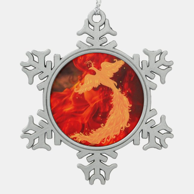 Ornement Flocon De Neige Phoenix et feu (Devant)