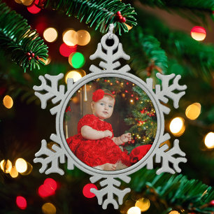 Ornement Flocon De Neige Photo Arbre de Noël Cadeau Ornement Velvet Box