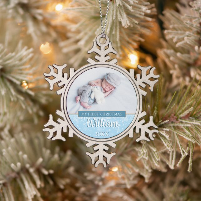 Ornement Flocon De Neige Photo de bébé Noël (Arbre)