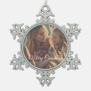 Ornement Flocon De Neige photo de famille recto-verso  