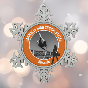 Ornement Flocon De Neige Photo de l'équipe de drill Orange Danseuse de lycé