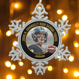 Ornement Flocon De Neige Photo d'un joueur de football du lycée Black Gold