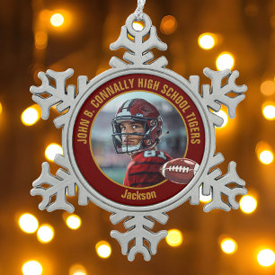 Ornement Flocon De Neige Photo d'un joueur de football du lycée Maroon Gold