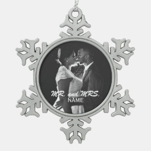 Ornement Flocon De Neige Photo Mariage personnalisée Ornament de flocon de 