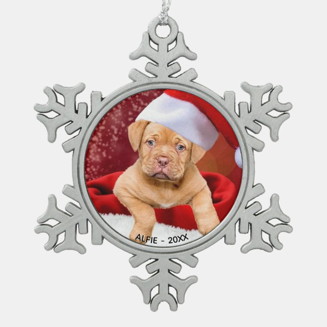 Ornement Flocon De Neige Photo Pitbull Chien Chien Personnalisé (Devant)