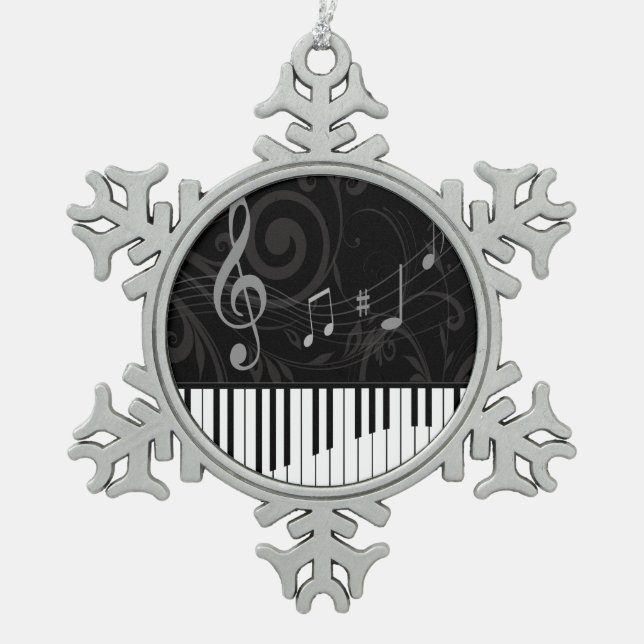 Ornement Flocon De Neige Piano fantasque et notes musicales (Devant)