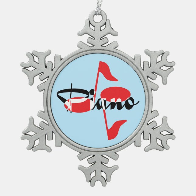 Ornement Flocon De Neige Piano Red Notes (Devant)