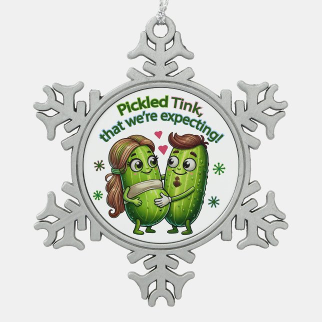 Ornement Flocon De Neige Pickled Tink que nous attendons Pickle Couple (Devant)