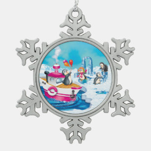 Ornement Flocon De Neige pingouins en Antarctique