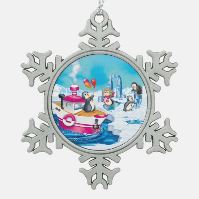 Ornement Flocon De Neige pingouins en Antarctique (Devant)