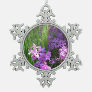 Ornement Flocon De Neige Pink Phlox et Grass été Floral