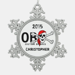 Ornement Flocon De Neige Pirate personnalisé OBX Crossbones de crâne