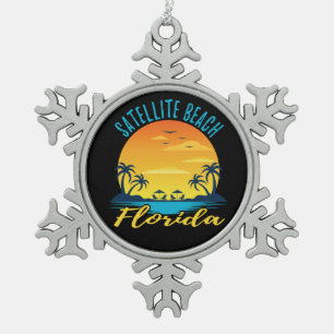 Ornement Flocon De Neige Plage Satellite Floride Palm Trees Beach