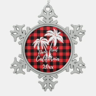 Ornement Flocon De Neige Plaid Red Plaid Dana Point California Beach