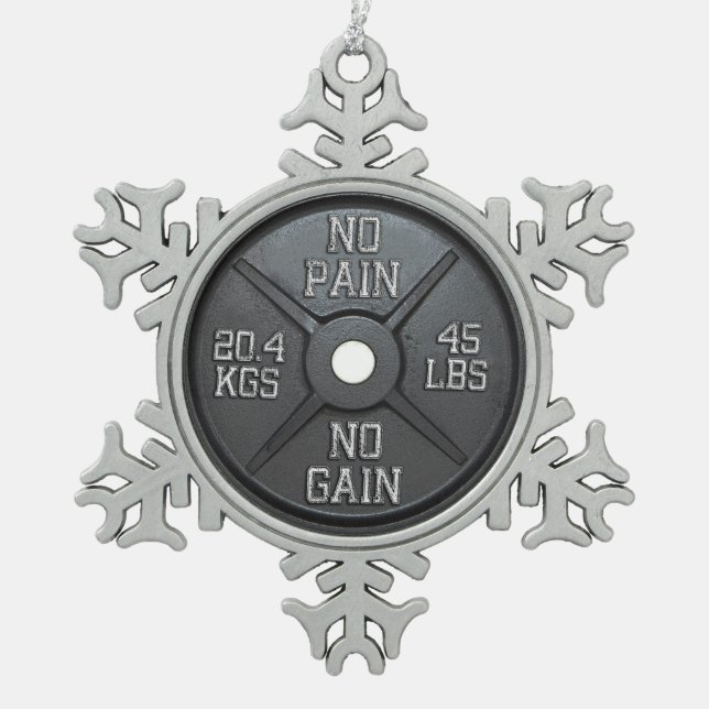 Ornement Flocon De Neige Plat d'haltère - aucune douleur aucun gain (Devant)