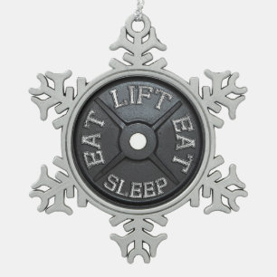 Ornement Flocon De Neige Plat d'haltère - l'ascenseur, mangent, dorment
