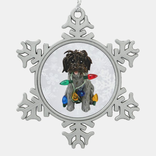 Ornement Flocon De Neige Pointeur à poils durs Griffon Dog Ornament de Noël (Devant)