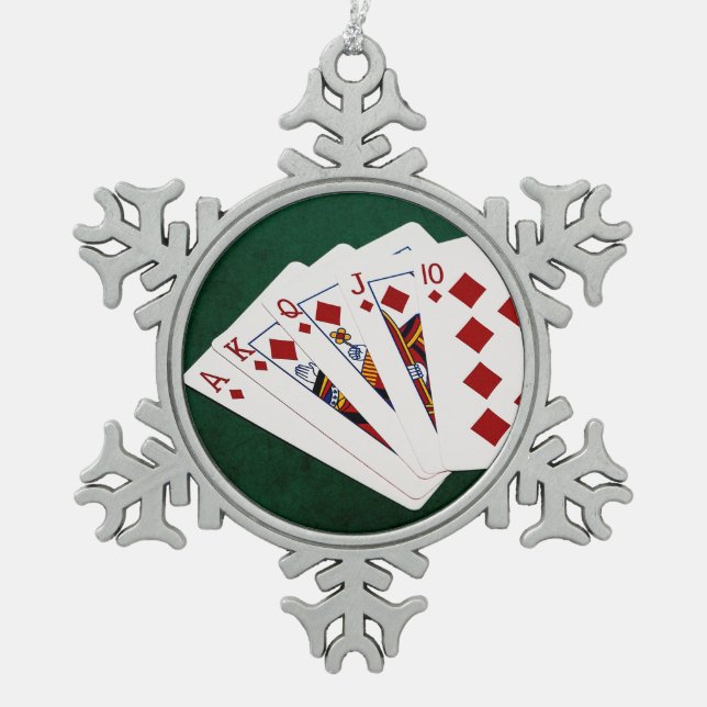 Ornement Flocon De Neige Poker Hands - Brosse Royale - Costume Diamants (Devant)