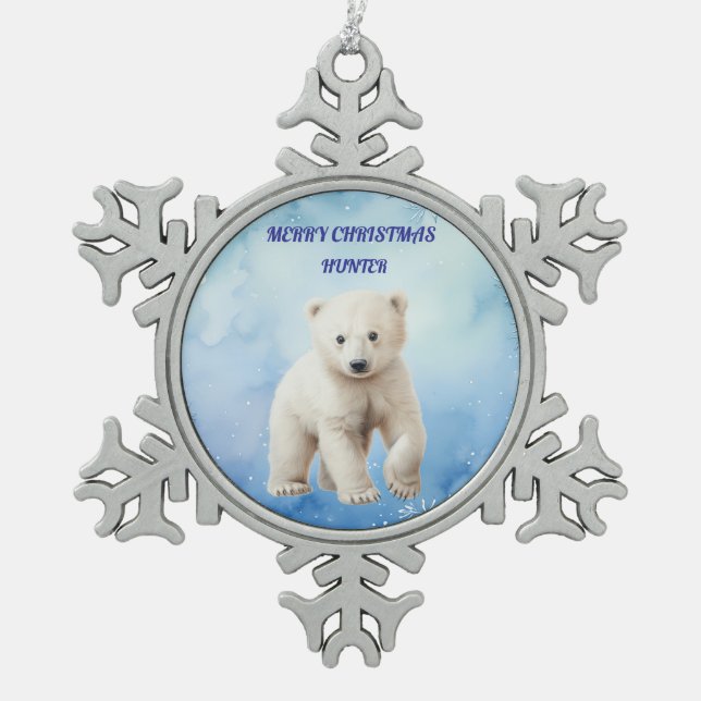 ORNEMENT FLOCON DE NEIGE POLAR BEAR PEWTER SNOWFLAKE ORNAMENT (Devant)
