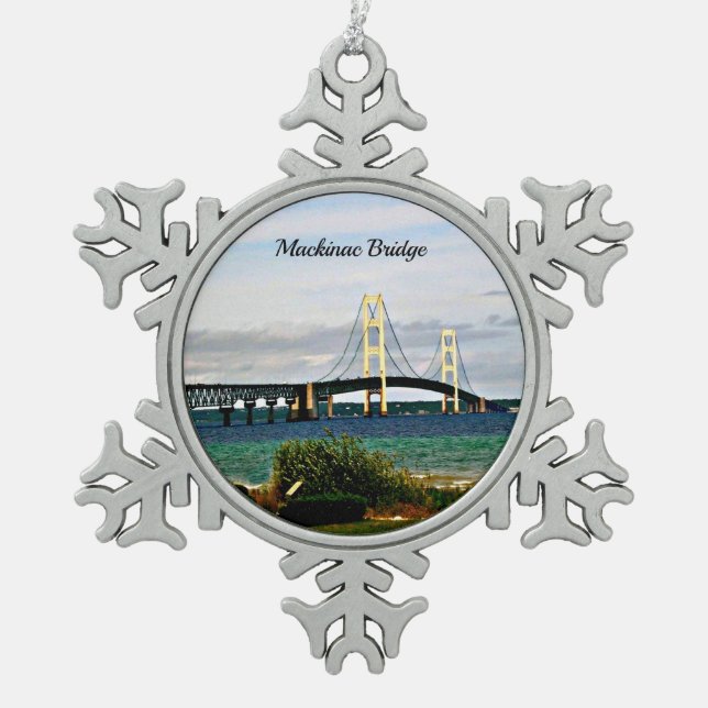 Ornement Flocon De Neige Pont Mackinac, île Mackinac (Devant)