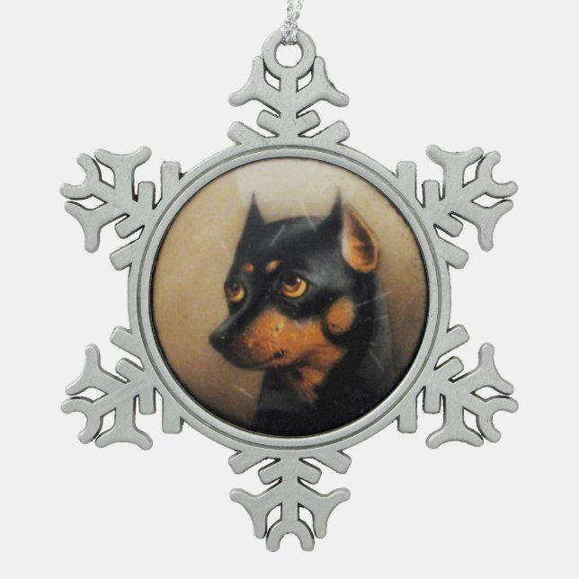 Ornement Flocon De Neige PORTRAITS DE CHIENS MINIATES Pincher (Devant)