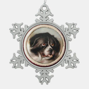 Ornement Flocon De Neige PORTRAITS DE CHIENS MINIATES Terre-Neuve