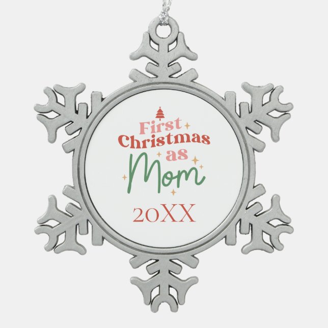 Ornement Flocon De Neige Premier Noël en maman Nouveau Noël maman (Devant)