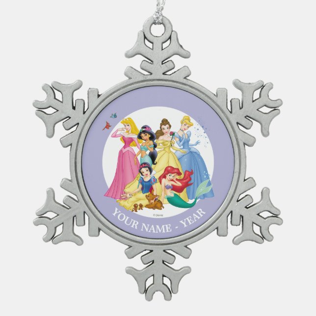 Ornement Flocon De Neige Princesse| Oiseaux et animaux Ajouter votre nom (Devant)