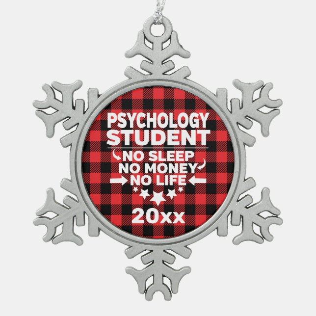 Ornement Flocon De Neige Psychologie Étudiant Pas Sommeil Argent Vie Rouge  (Devant)