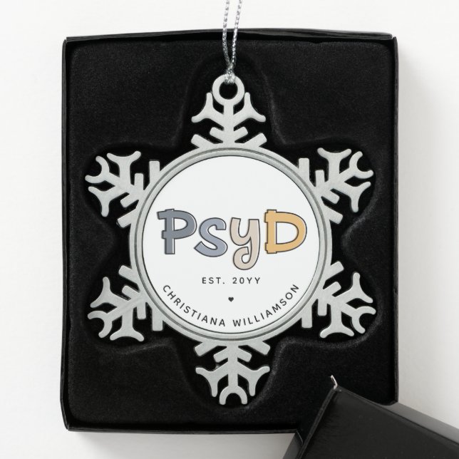 Ornement Flocon De Neige Psychologue PsyD sur mesure (Boîte)