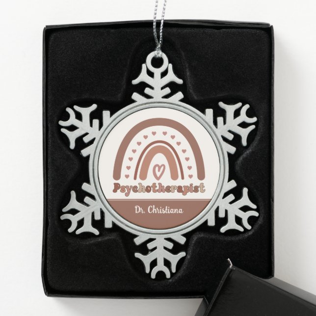 Ornement Flocon De Neige Psychothérapeute personnalisée Boho Rainbow (Boîte)