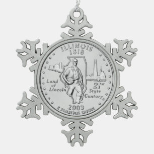 Ornement Flocon De Neige Quart de dollar de l'Illinois