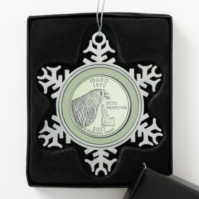 Ornement Flocon De Neige Quartier D'État De L'Idaho (Boîte)