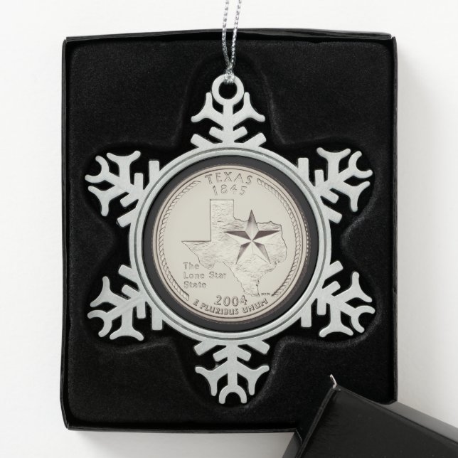 Ornement Flocon De Neige Quartier d'état du Texas (Boîte)