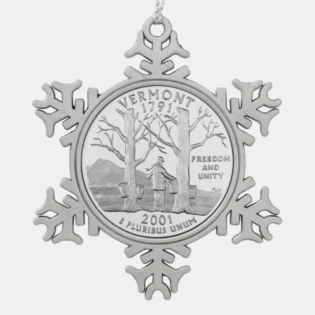 Ornement Flocon De Neige Quartier d'État du Vermont (Devant)