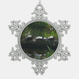 Ornement Flocon De Neige Rangée de tortues Green Nature Photo